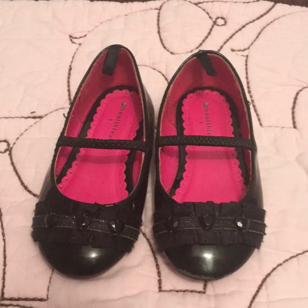 Black shiny ballerina flats Toddler girls size 6